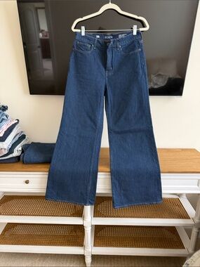 J. Crew Wide-Leg High-Rise Jeans in Deep Blue Denim